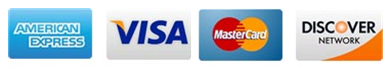We accept American Express, Visa, MasterCard and Discover